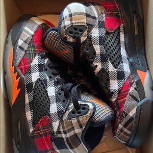 Jordan Plaid Sneakers - Black, Red, Orange